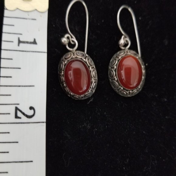 925 silver and Orange Quartz earrings - Picture 2 of 2
